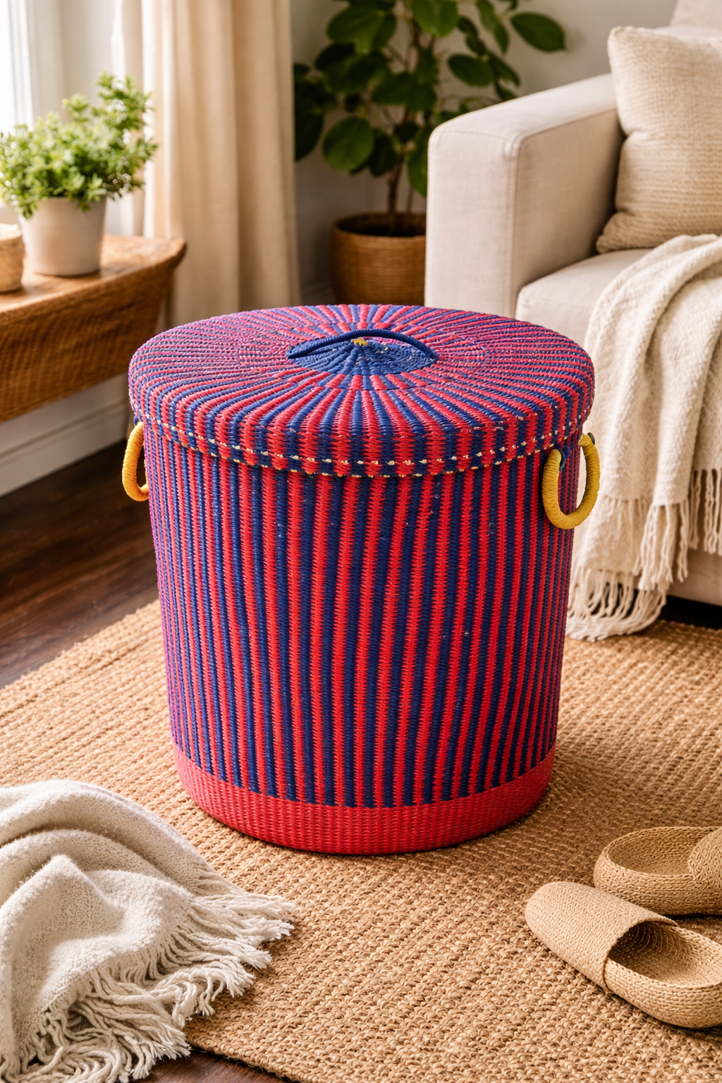 Mama Zuri Style Decor Authentic eco friendly Bolga Laundry Basket Handwoven in Ghana