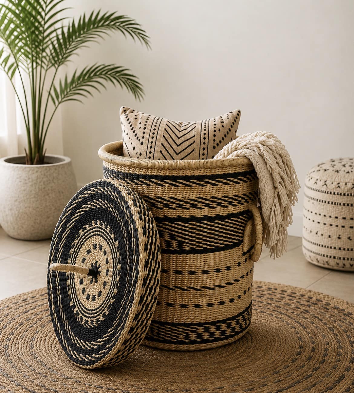Mama Zuri Style Handwoven Bolga Storage Hamper