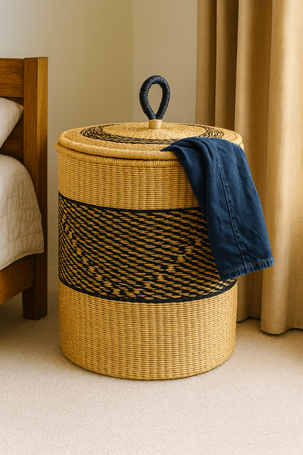 Mama Zuri Style image 1 picture 1 / Large 20×19inches Handwoven laundry baskets hamper with lid