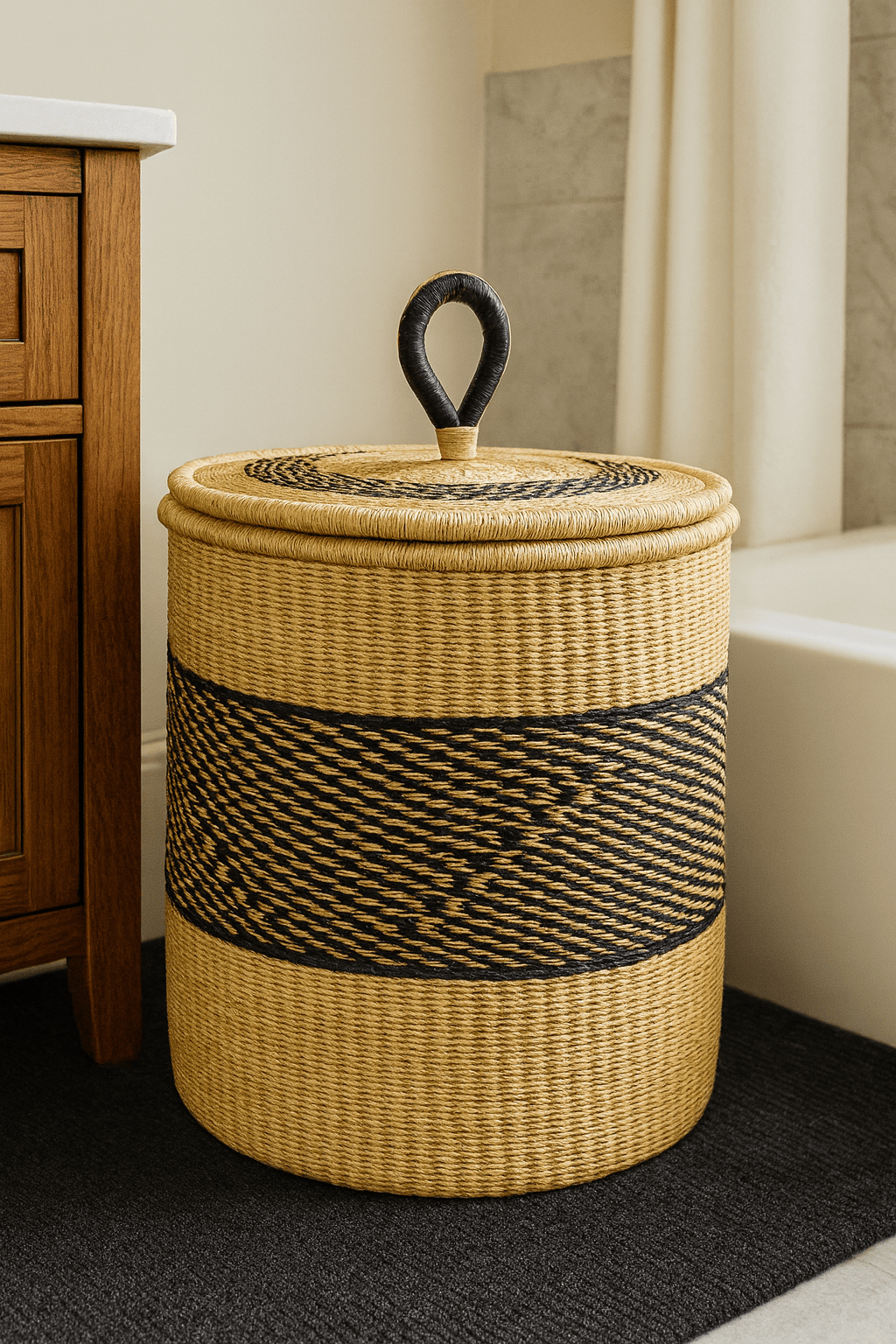 Mama Zuri Style image 1 picture 1 / Medium 18×17.5 inches Handwoven laundry baskets hamper with lid