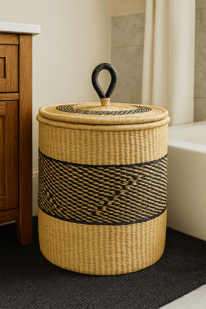 Mama Zuri Style image 1 picture 1 / Medium 18×17.5 inches Handwoven laundry baskets hamper with lid