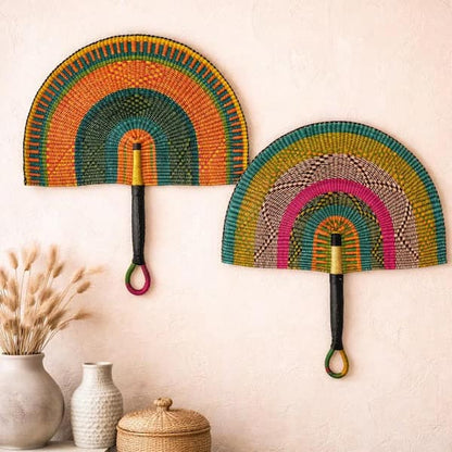 Mama Zuri Style Bolga Fans Decor Large woven straw wall decor artisan style